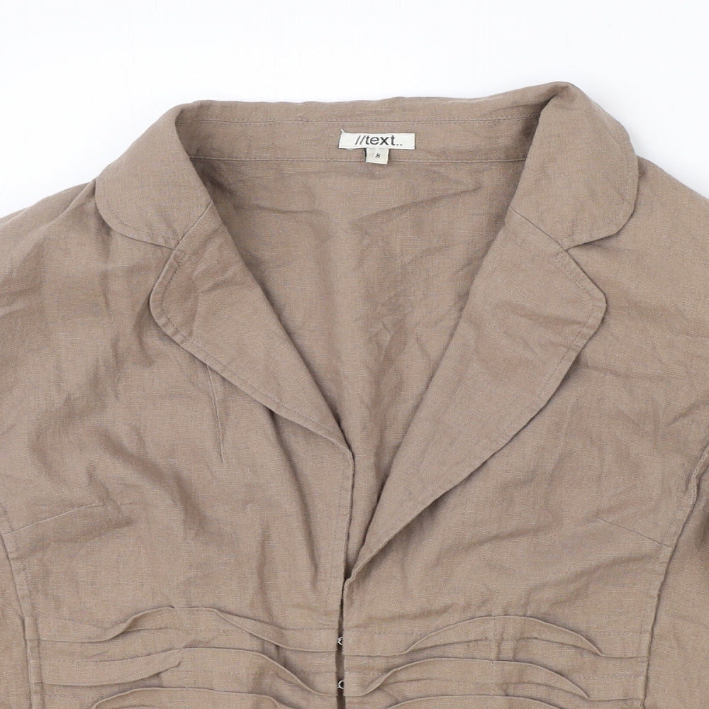 TEXT Womens Brown Jacket Size 16 Hook & Eye