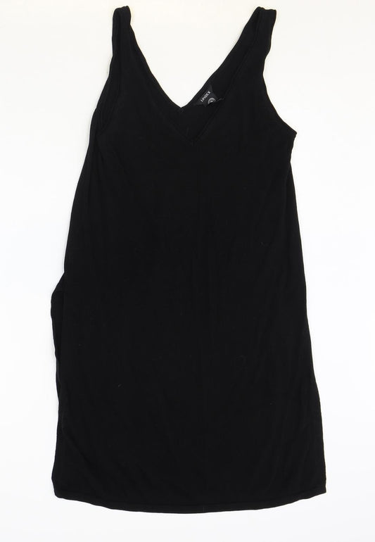 Lindex Womens Black Lyocell Shift Size S V-Neck Pullover