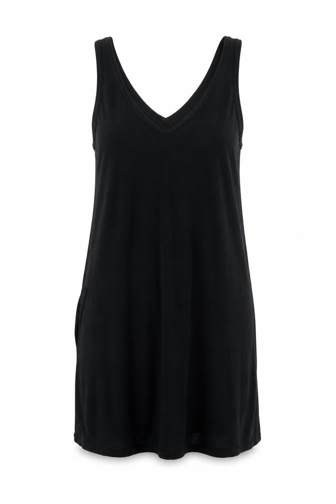 Lindex Womens Black Lyocell Shift Size S V-Neck Pullover