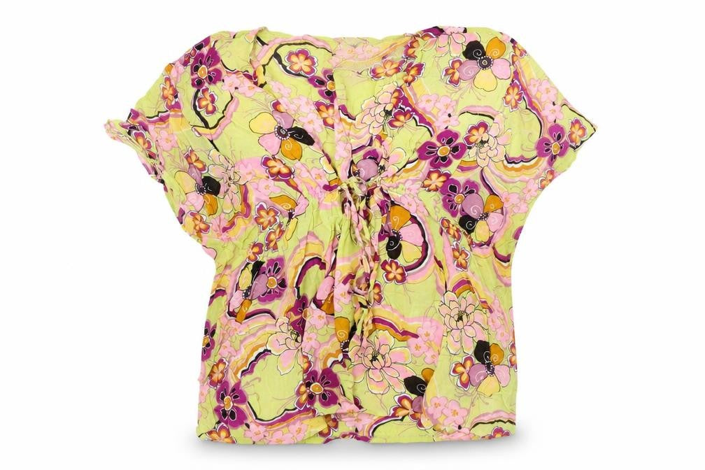 Nuuk Womens Multicoloured Floral Polyester Basic Blouse Size S V-Neck - Size S/M