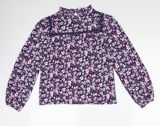 Dunnes Stores Womens Purple Geometric Polyester Basic Blouse Size XS Mock Neck