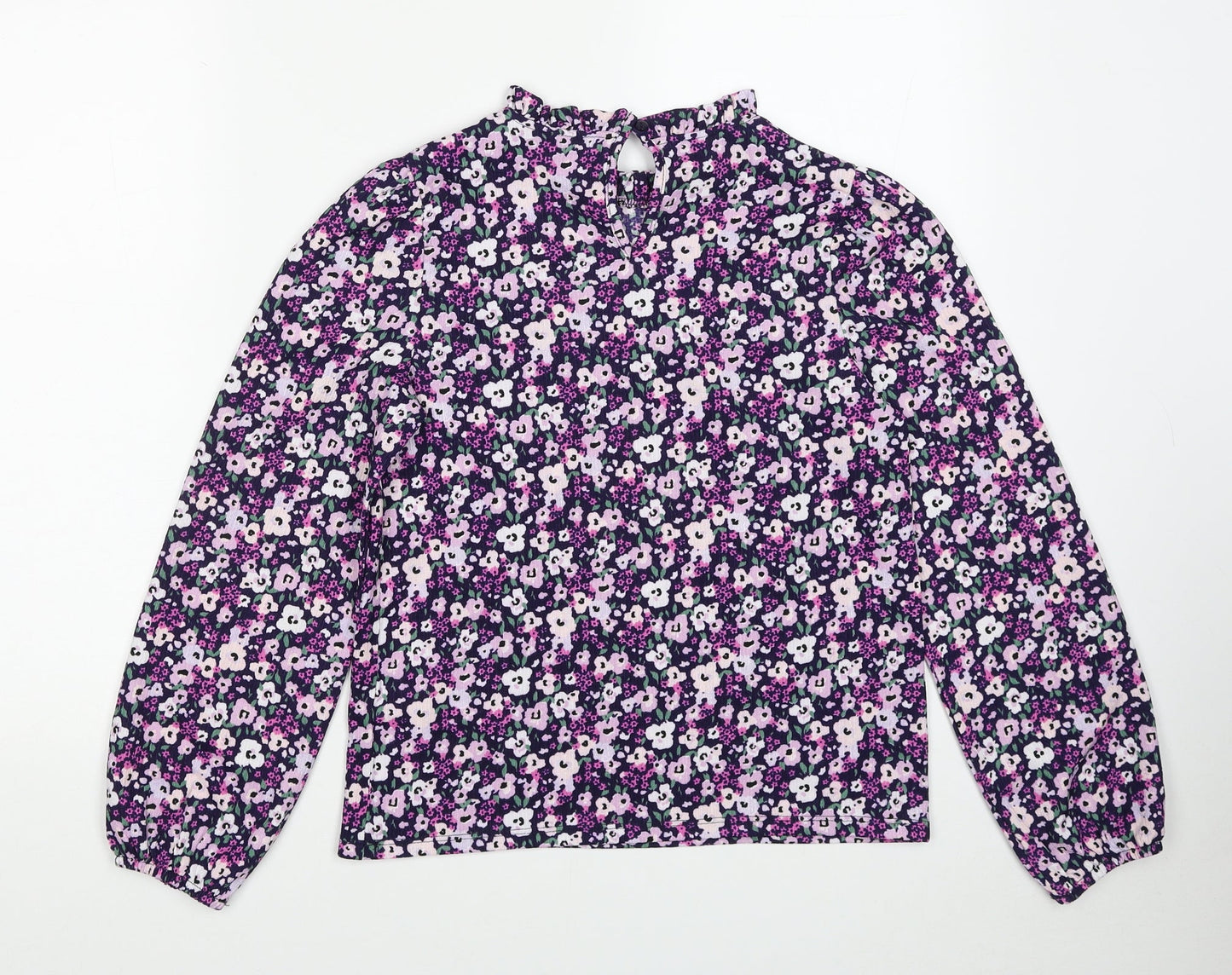 Dunnes Stores Womens Purple Geometric Polyester Basic Blouse Size XS Mock Neck