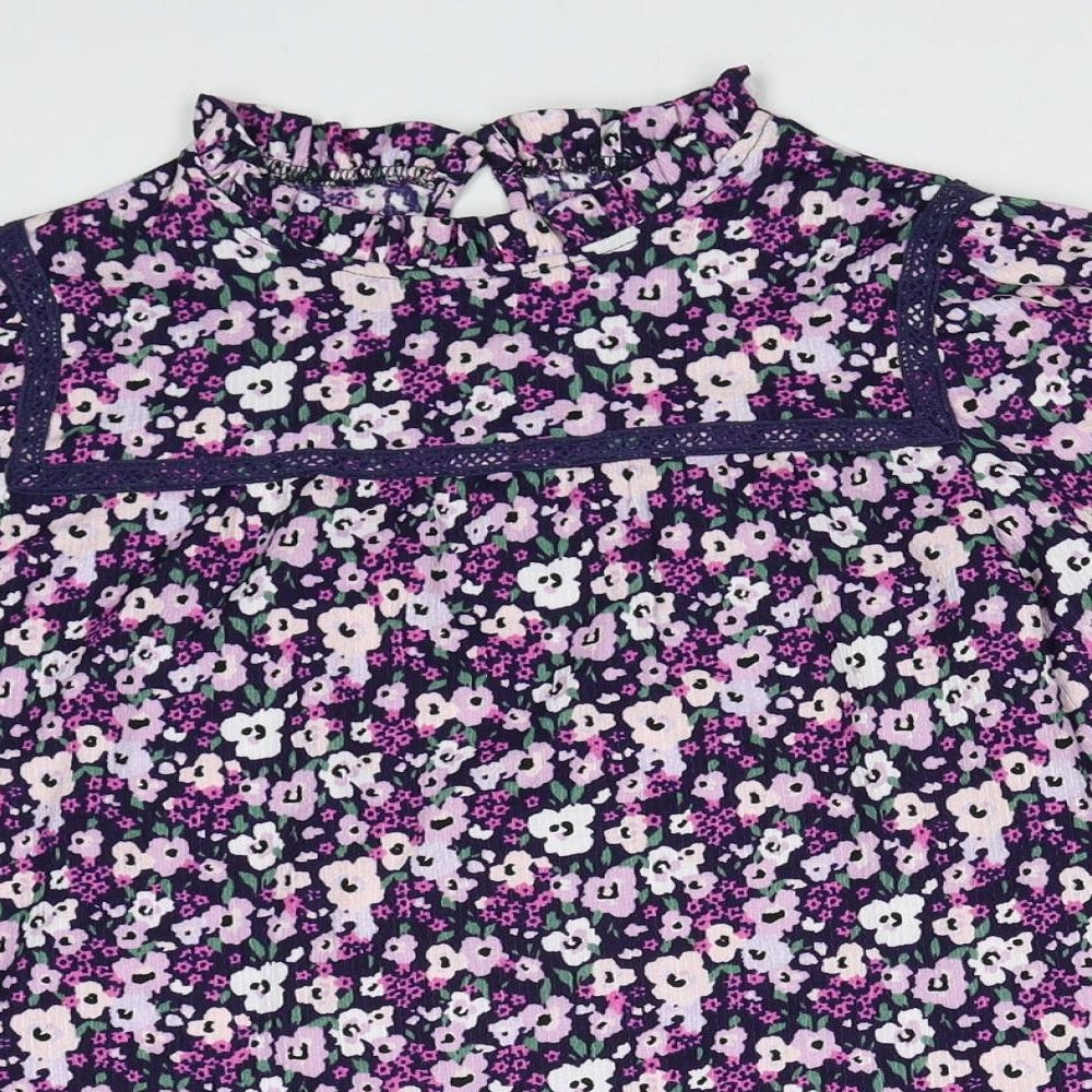 Dunnes Stores Womens Purple Geometric Polyester Basic Blouse Size XS Mock Neck