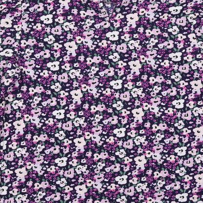 Dunnes Womens Purple Geometric Polyester Basic Blouse Size XS Mock Neck