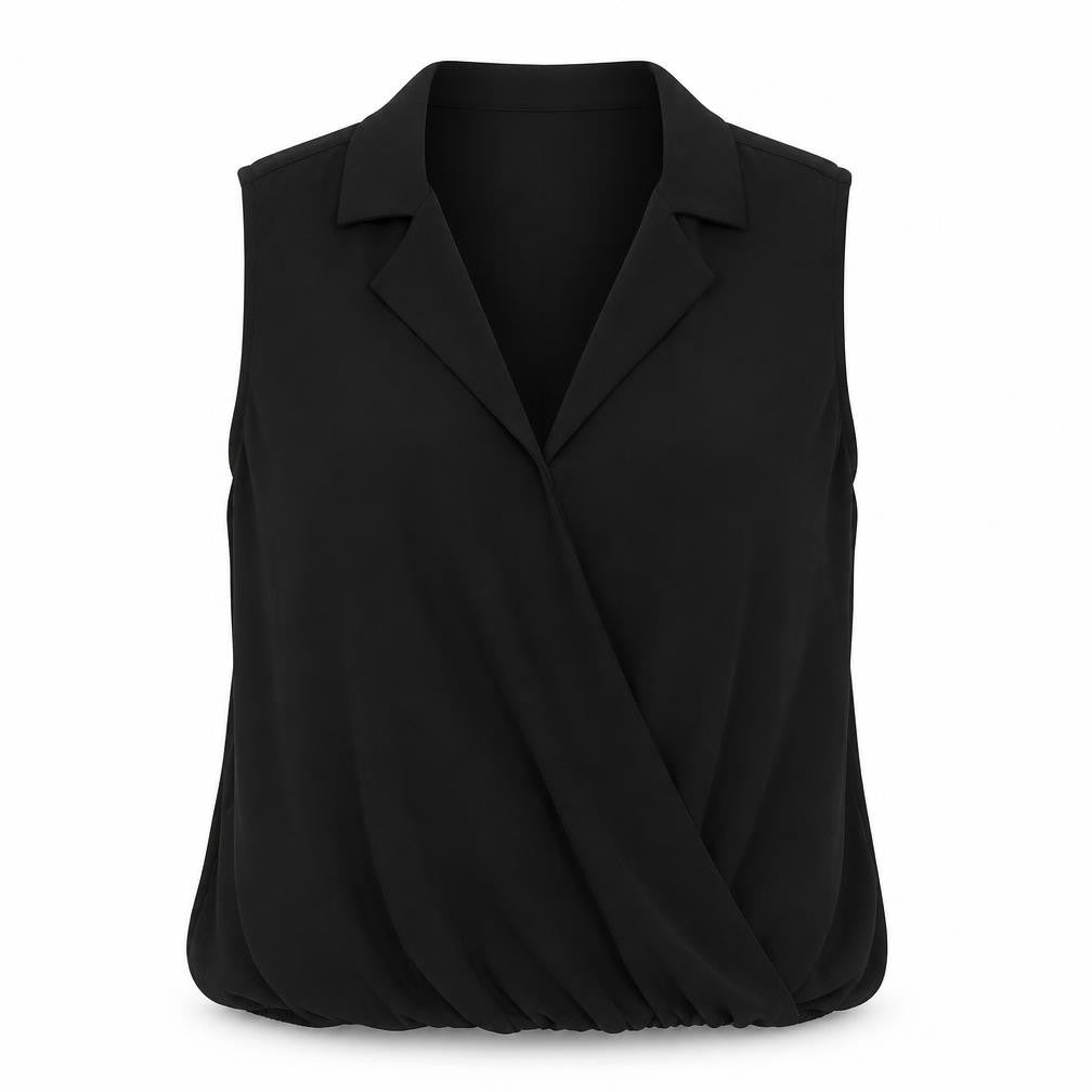 Primark Womens Black Polyester Basic Blouse Size 12 V-Neck