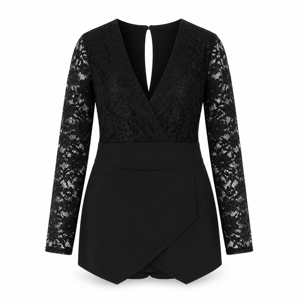 Boohoo Womens Black Polyester Playsuit One-Piece Size 6 Button