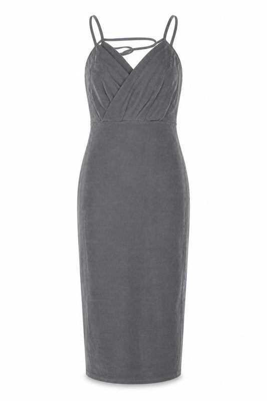 Missguided Womens Grey Polyester Pencil Dress Size 10 V-Neck Pullover