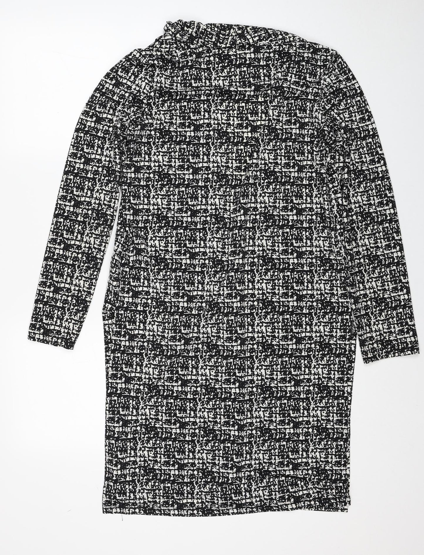 Amber Womens Black Geometric Polyester Kimono Blouse Size M V-Neck