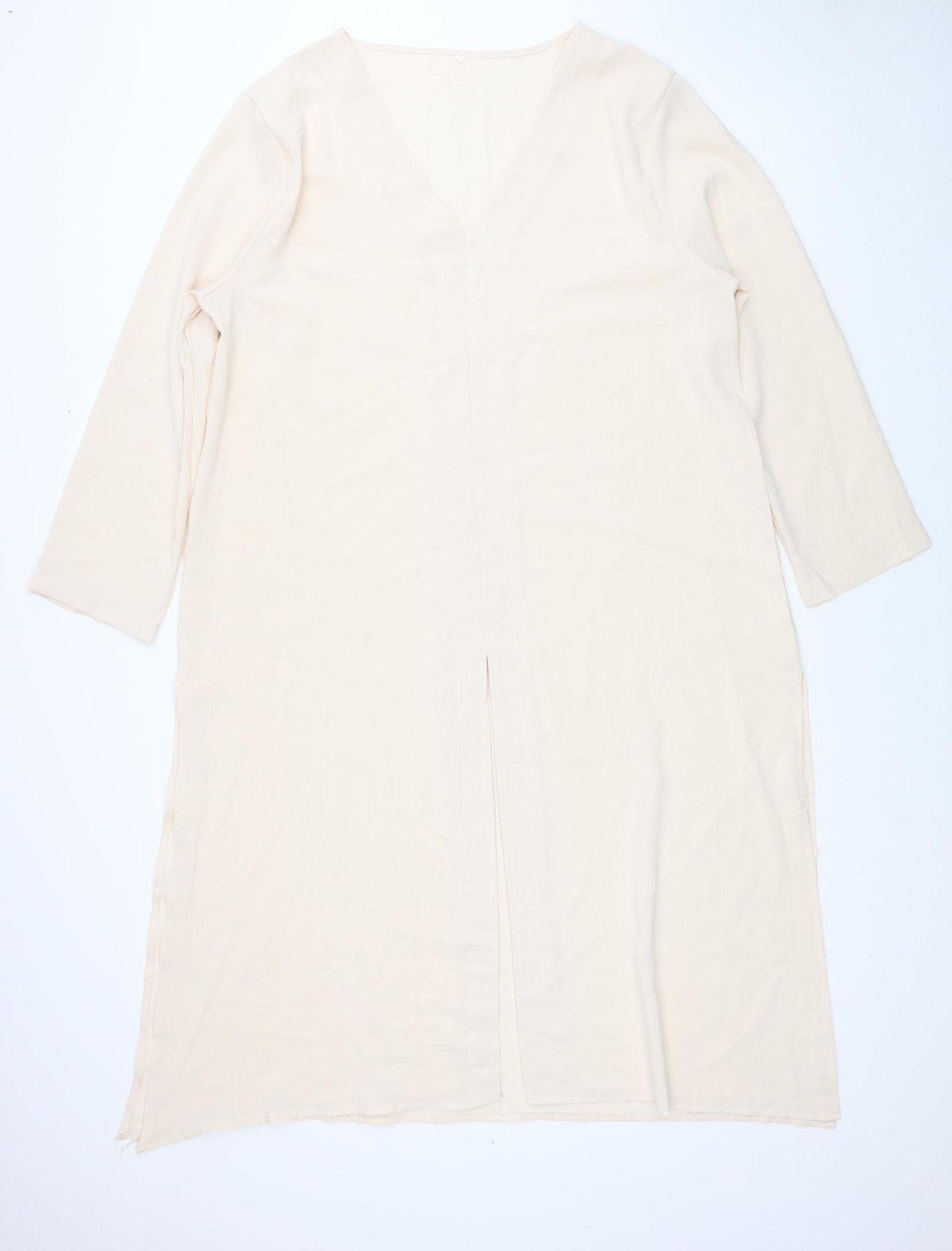 Preworn Womens Beige Polyester Tunic Blouse Size XL V-Neck