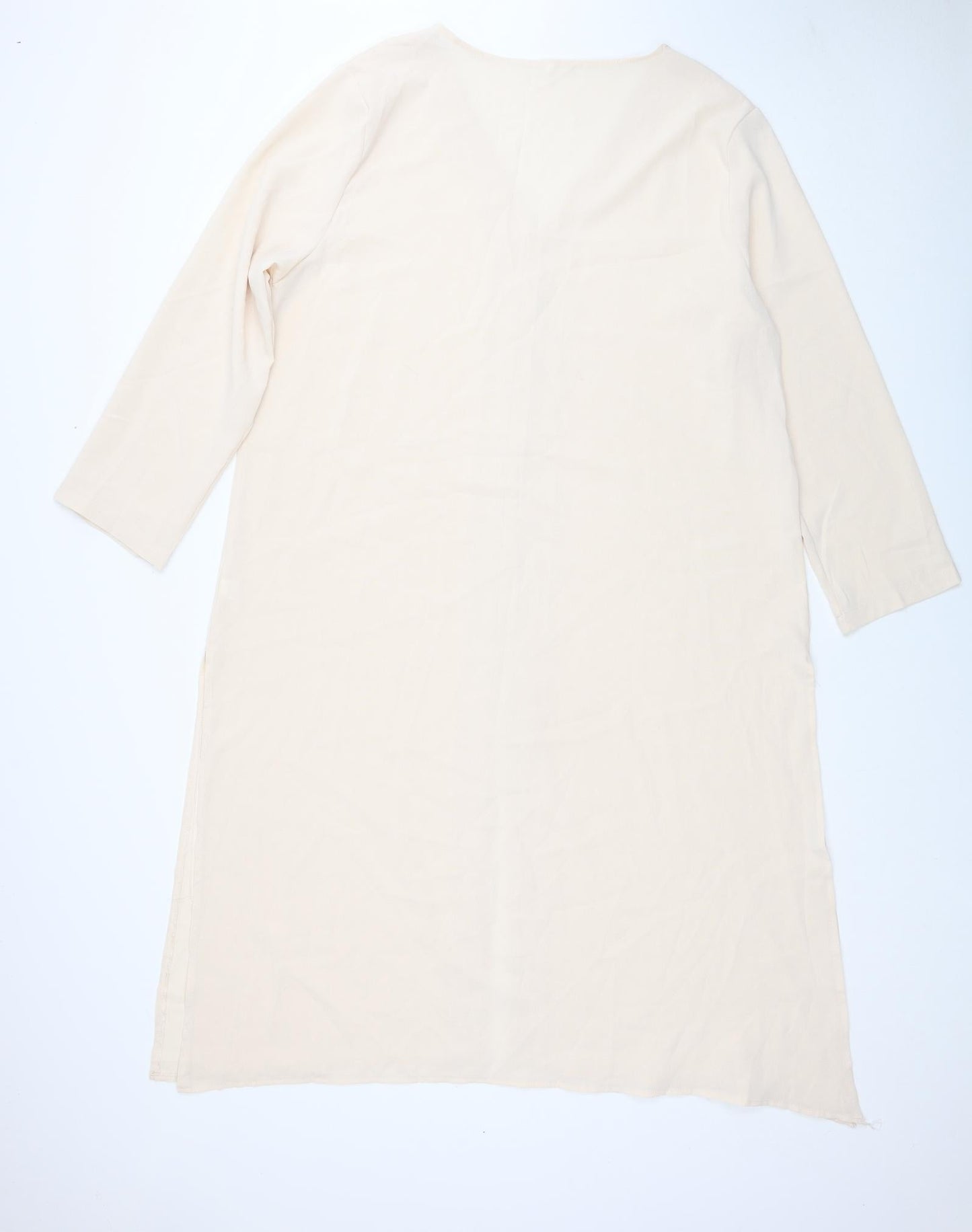 Preworn Womens Beige Polyester Tunic Blouse Size XL V-Neck