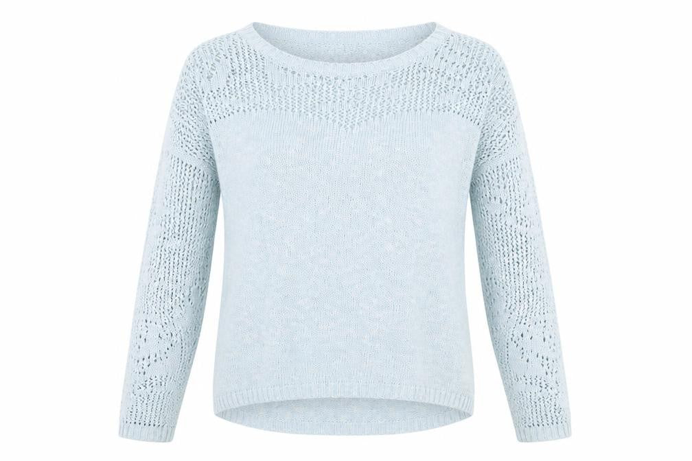 Warehouse Womens Blue Round Neck Cotton Pullover Jumper Size 10