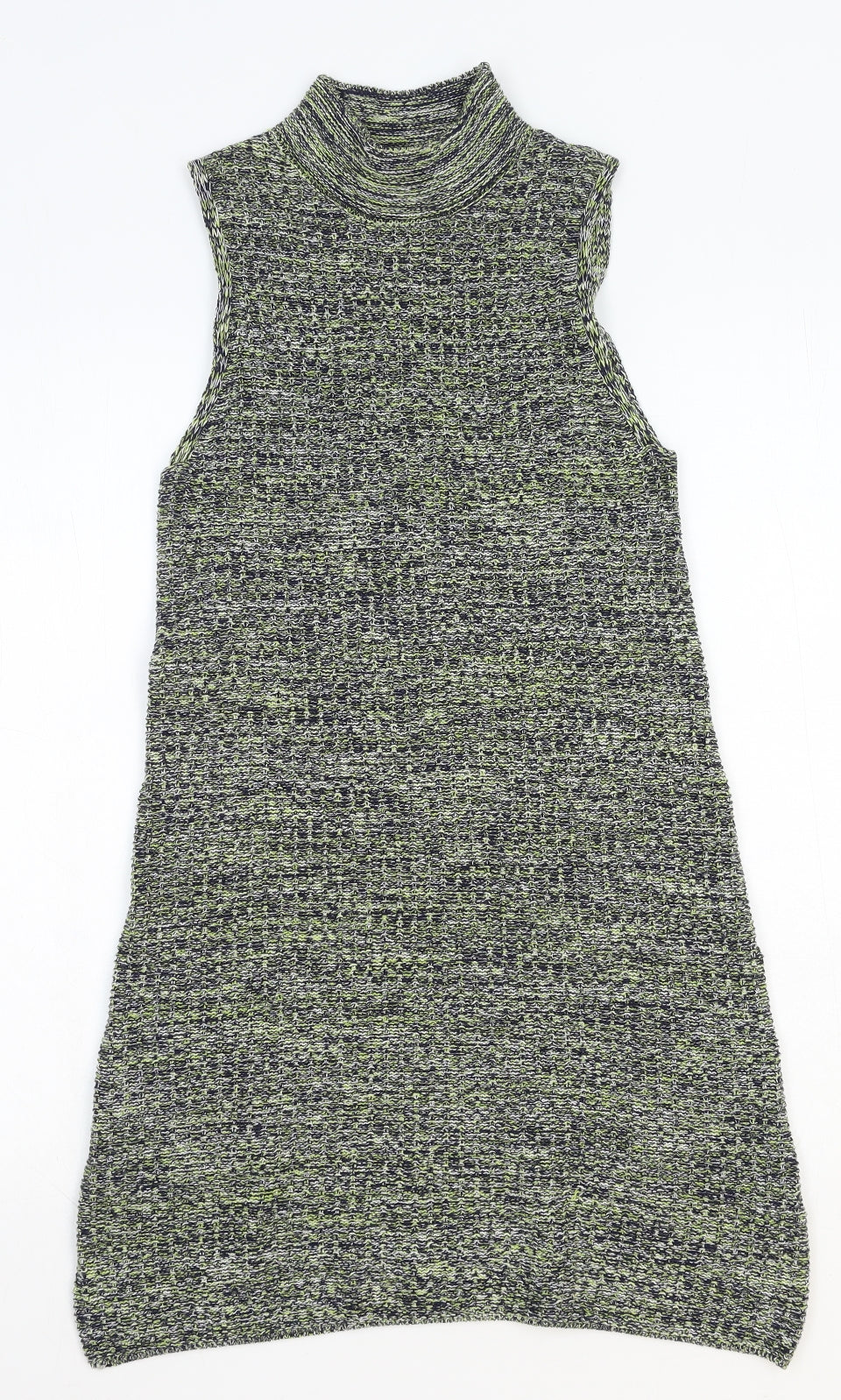 Topshop Womens Green Cotton A-Line Size 8 Mock Neck Pullover