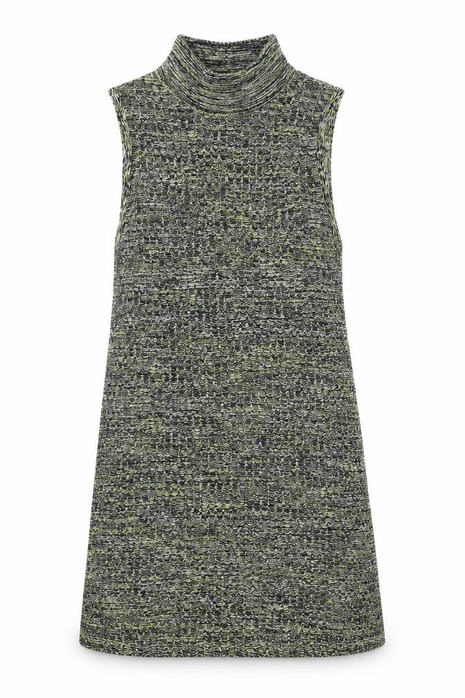 Topshop Womens Green Cotton A-Line Size 8 Mock Neck Pullover