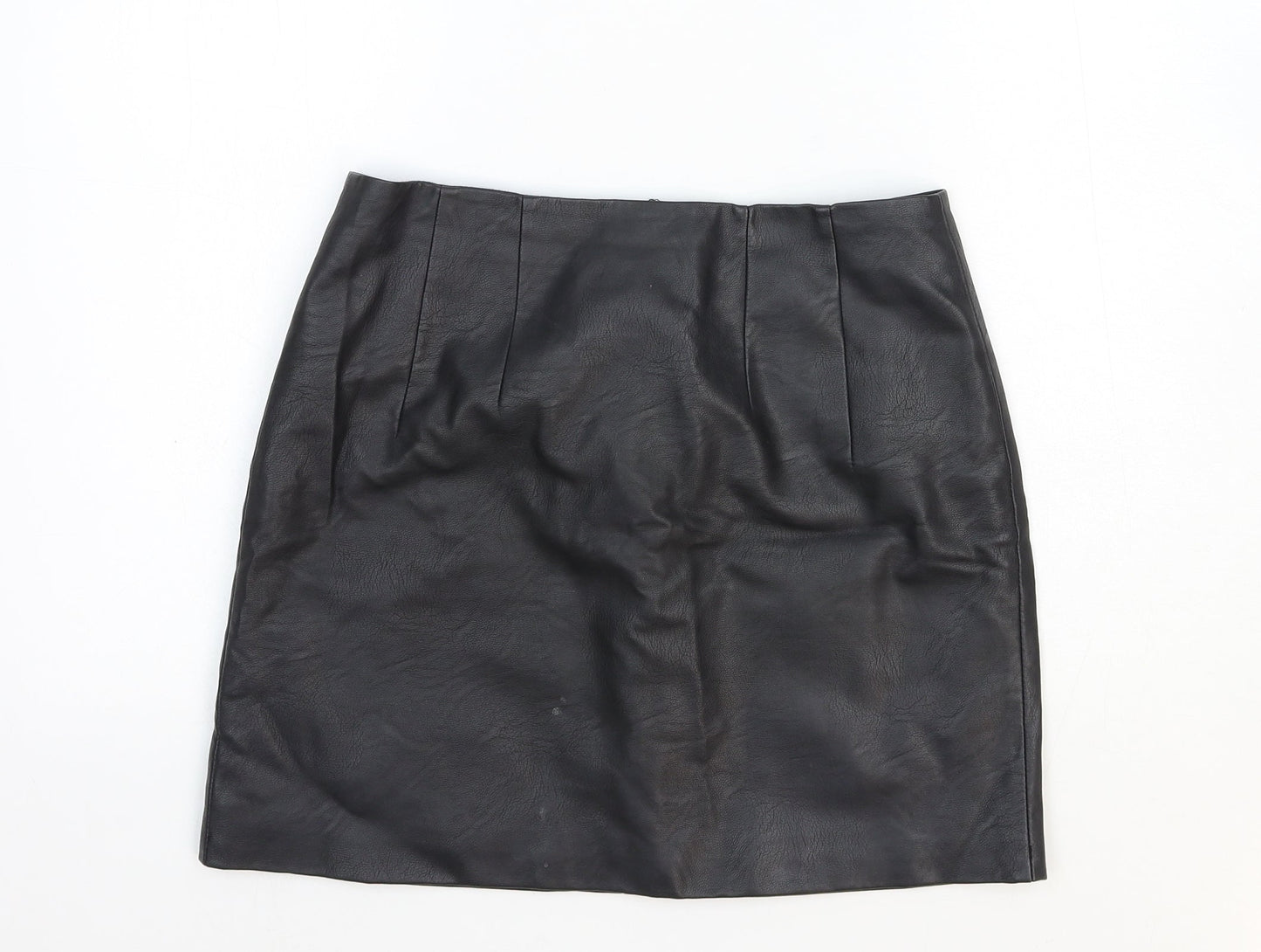 Topshop Womens Black Polyester Straight & Pencil Skirt Size 10 Zip