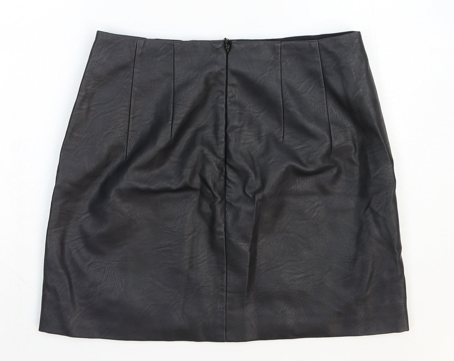 Topshop Womens Black Polyester Straight & Pencil Skirt Size 10 Zip