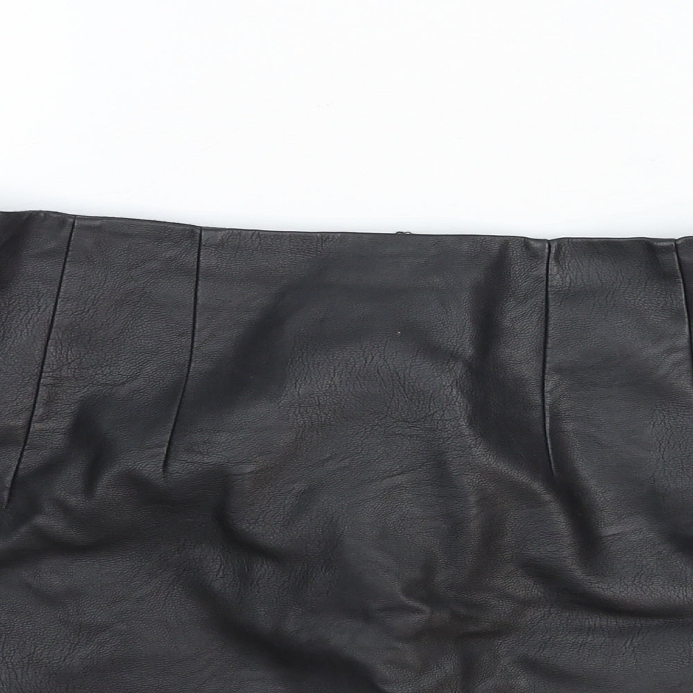 Topshop Womens Black Polyester Straight & Pencil Skirt Size 10 Zip