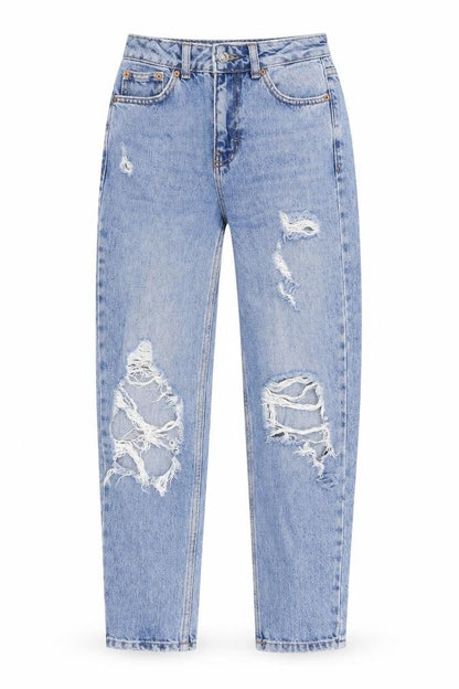 Topshop Womens Blue Cotton Mom Jeans Size 25 in Regular Zip