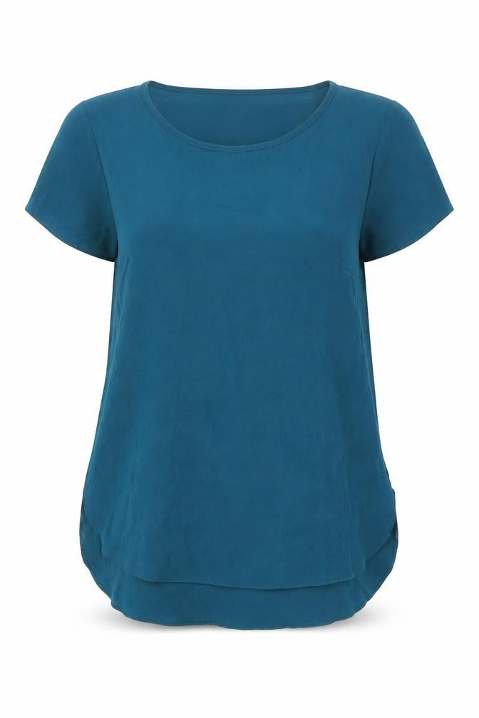 New Look Womens Blue Polyester Basic Blouse Size 6 Round Neck