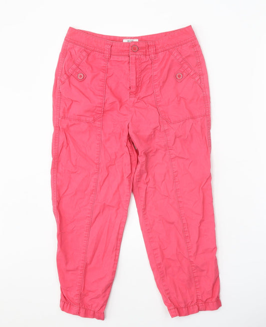F&F Womens Pink Cotton Trousers Size 6 Regular Zip