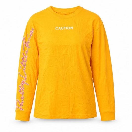 PRETTYLITTLETHING Womens Orange 100% Cotton Basic T-Shirt Size S Round Neck - Caution