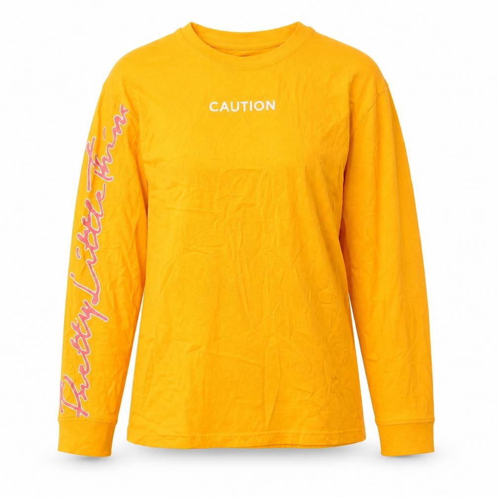 PRETTYLITTLETHING Womens Orange 100% Cotton Basic T-Shirt Size S Round Neck - Caution