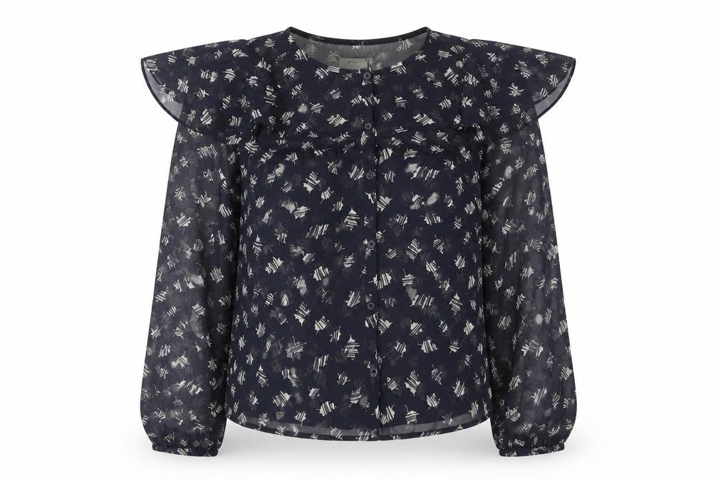 Pins & Needles Womens Black Geometric Polyester Basic Blouse Size XS Round Neck