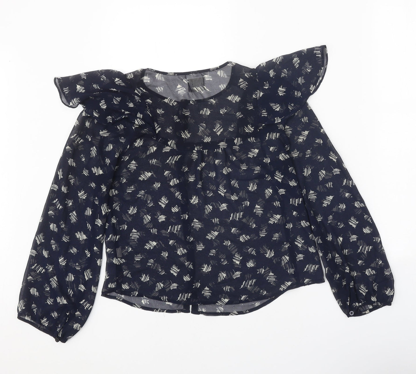 Pins & Needles Womens Black Geometric Polyester Basic Blouse Size XS Round Neck