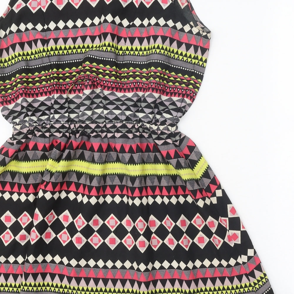 Atmosphere Womens Black Geometric Polyester A-Line Size 14 Square Neck Pullover