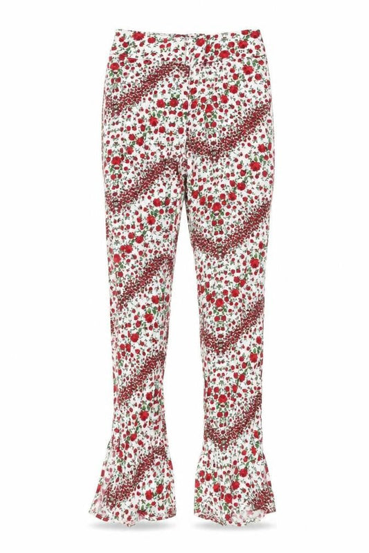Divided Womens White Floral Viscose Trousers Size 6 Regular
