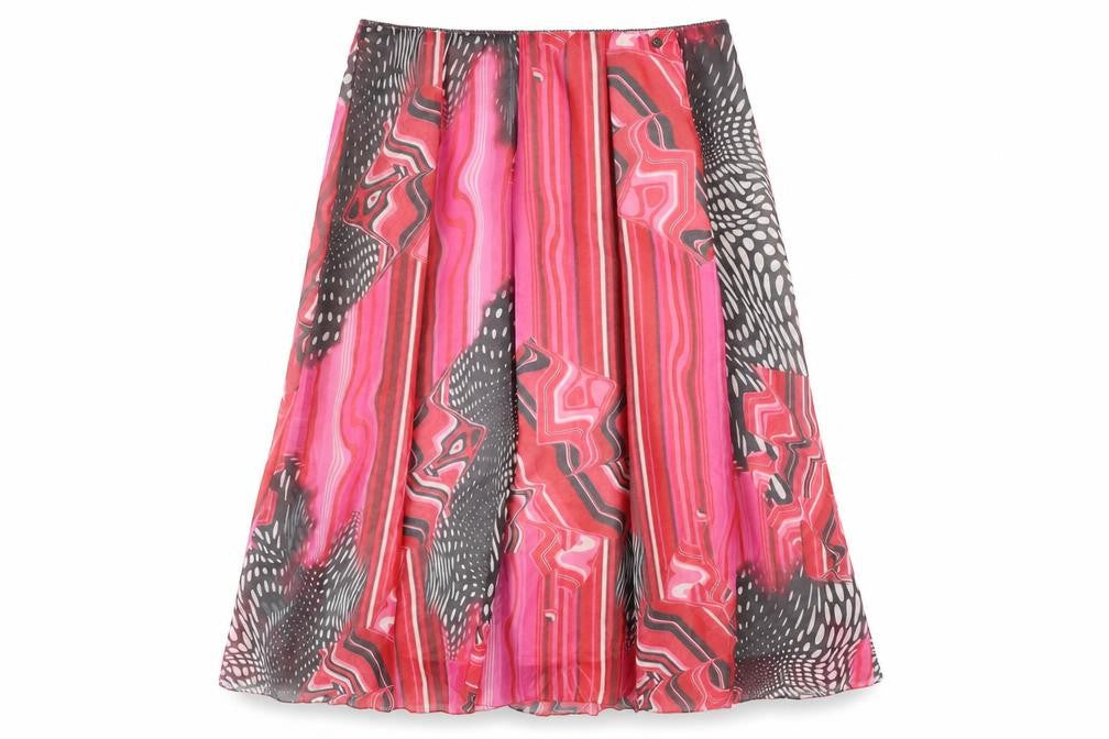 James Lakeland Womens Pink Geometric Polyester Swing Skirt Size 30 in Zip