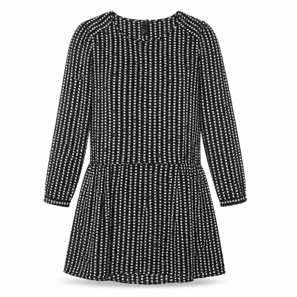 H&M Womens Black Geometric Polyester Fit & Flare Size 14 Round Neck Pullover - Star Pattern