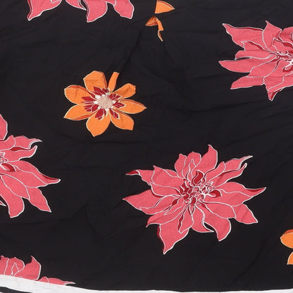 Soon Womens Black Floral Viscose Basic Blouse Size 14 V-Neck
