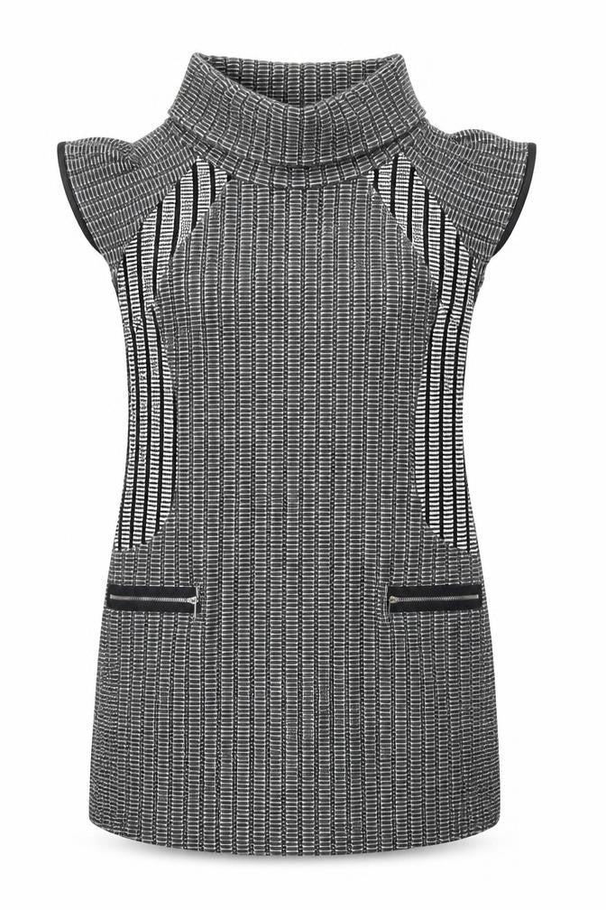 Quiz Womens Grey Polyester Jacket Dress Size 12 Roll Neck Pullover