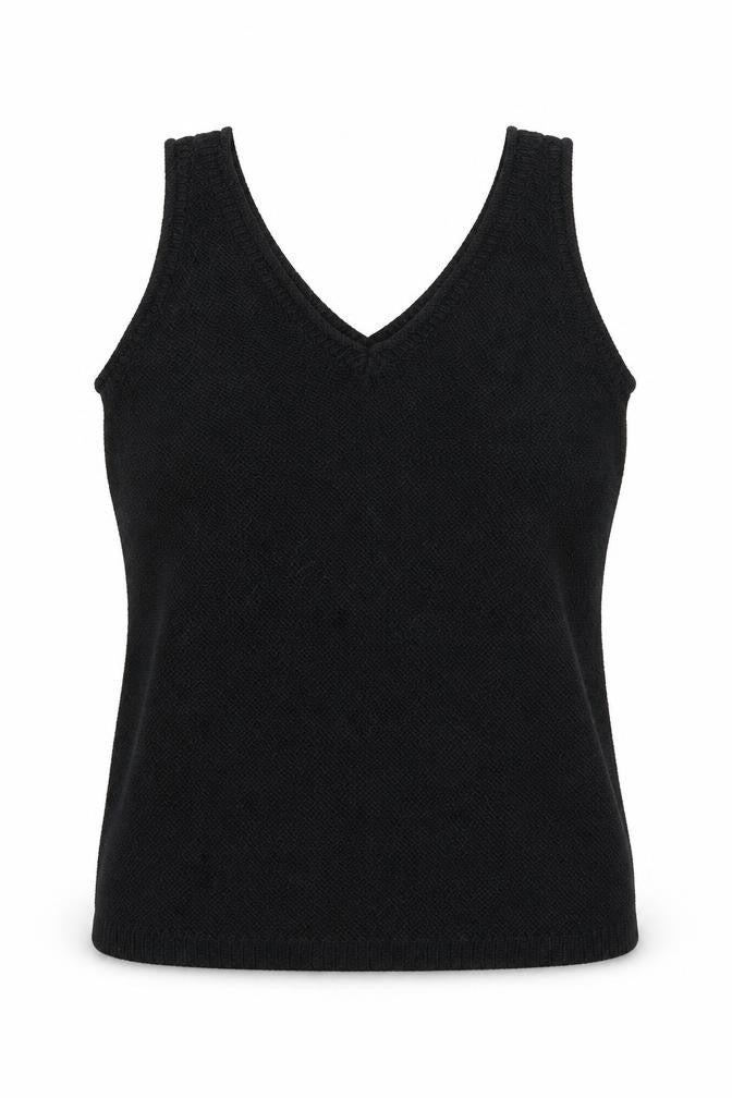 M&Co Womens Black Polyester Basic Tank Size 10 V-Neck