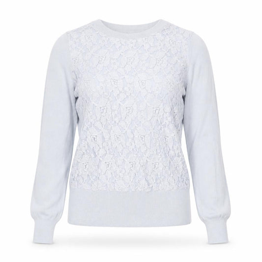 Oasis Womens Grey Round Neck Cotton Pullover Jumper Size S - Lace Detail