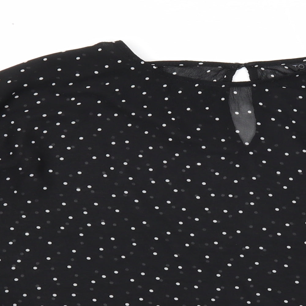 Topshop Womens Black Geometric Polyester Basic Blouse Size 6 Round Neck