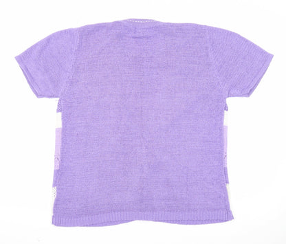 Reflect Womens Purple Round Neck Geometric Acrylic Pullover Jumper Size S - Twin Set