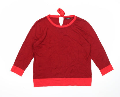 Roman Womens Red Round Neck Viscose Pullover Jumper Size 14