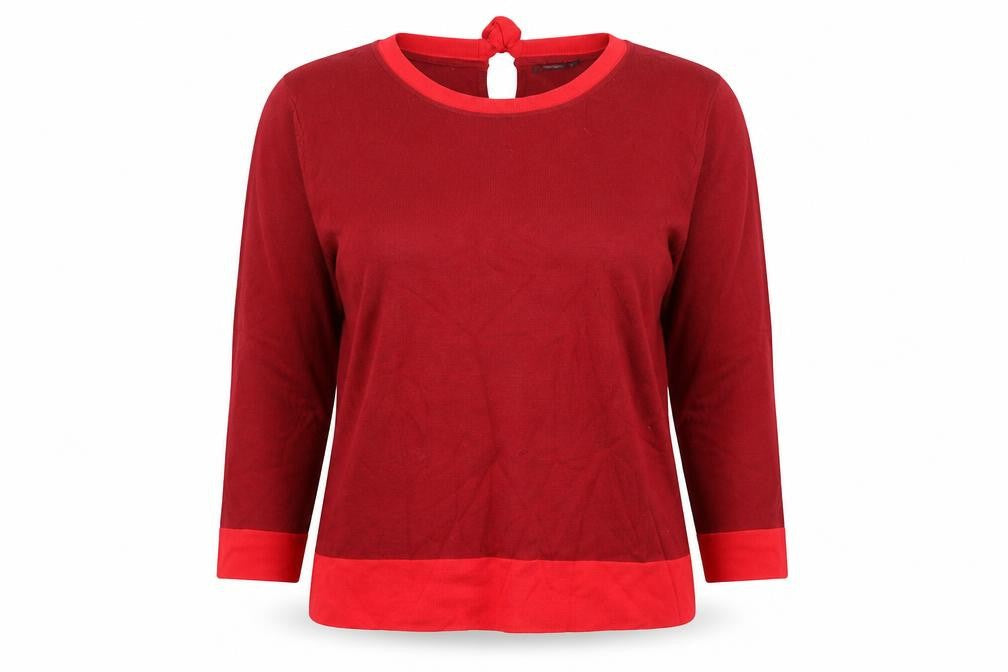 Roman Womens Red Round Neck Viscose Pullover Jumper Size 14
