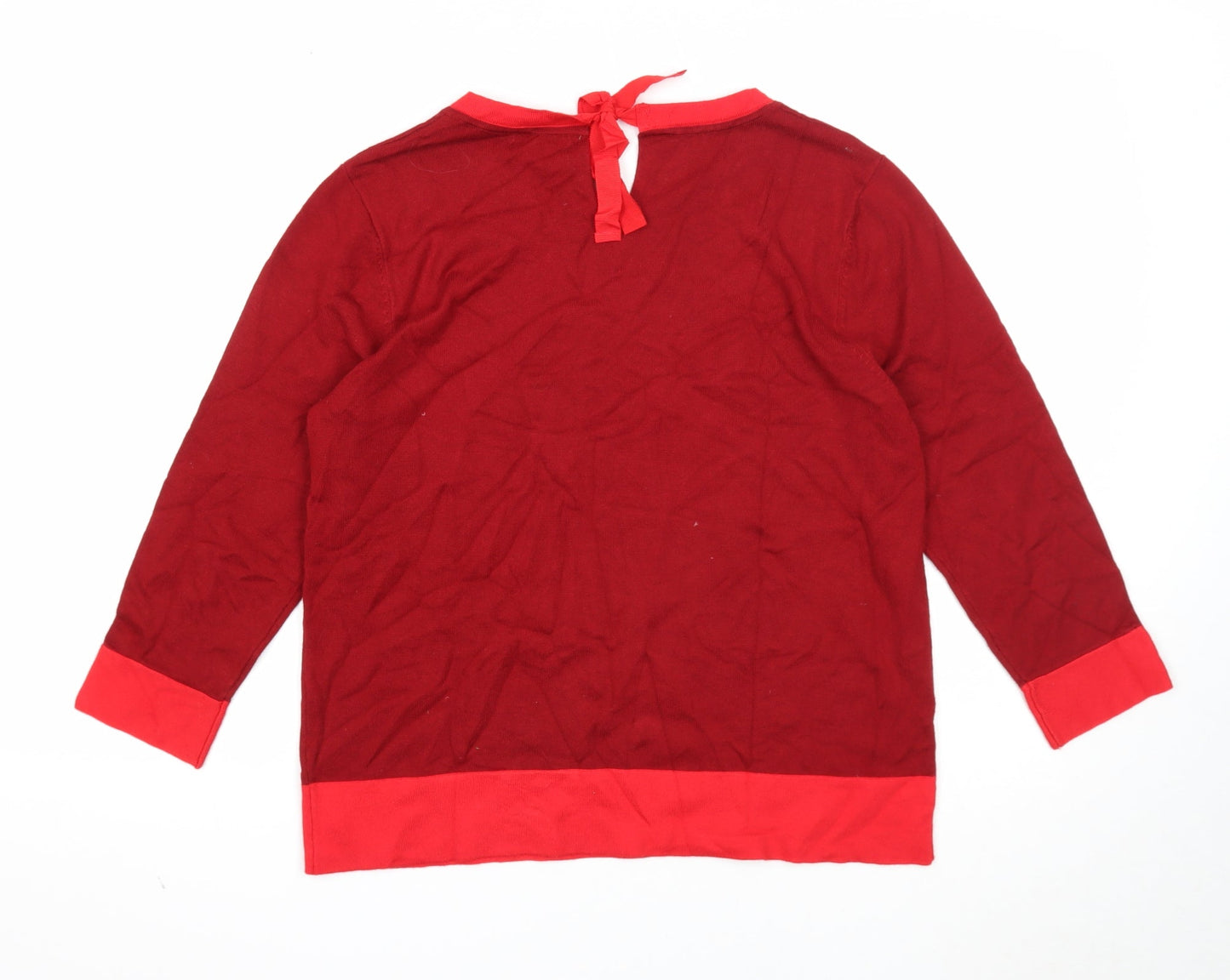 Roman Womens Red Round Neck Viscose Pullover Jumper Size 14