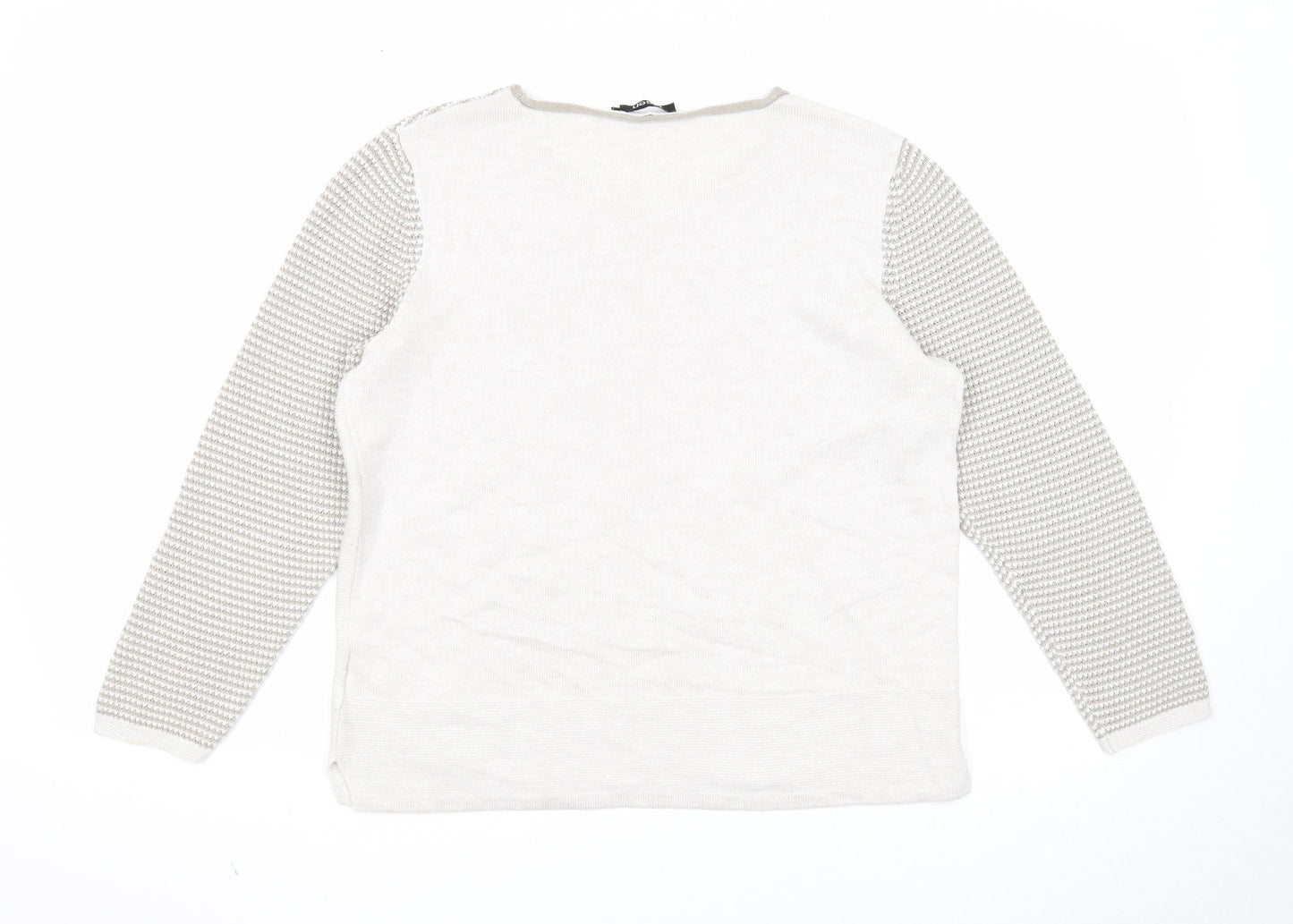 Olsen Womens Grey Round Neck Cotton Pullover Jumper Size 10 - Butterfly Detail