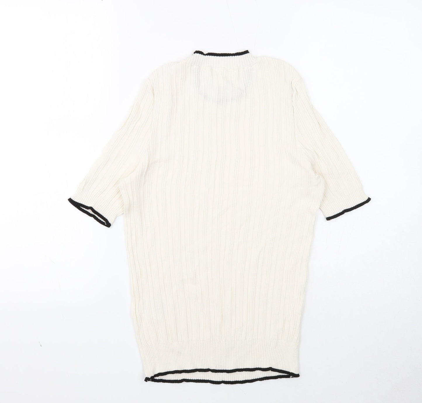 H&M Womens White Round Neck Viscose Pullover Jumper Size M