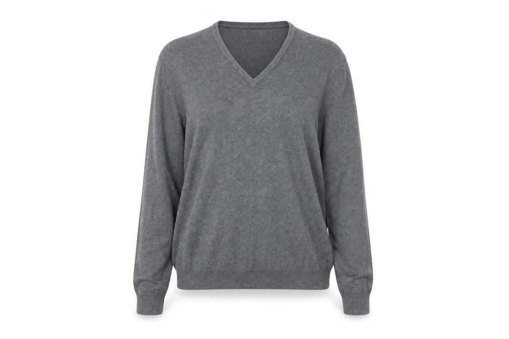 H&M Womens Grey V-Neck Cotton Pullover Jumper Size L