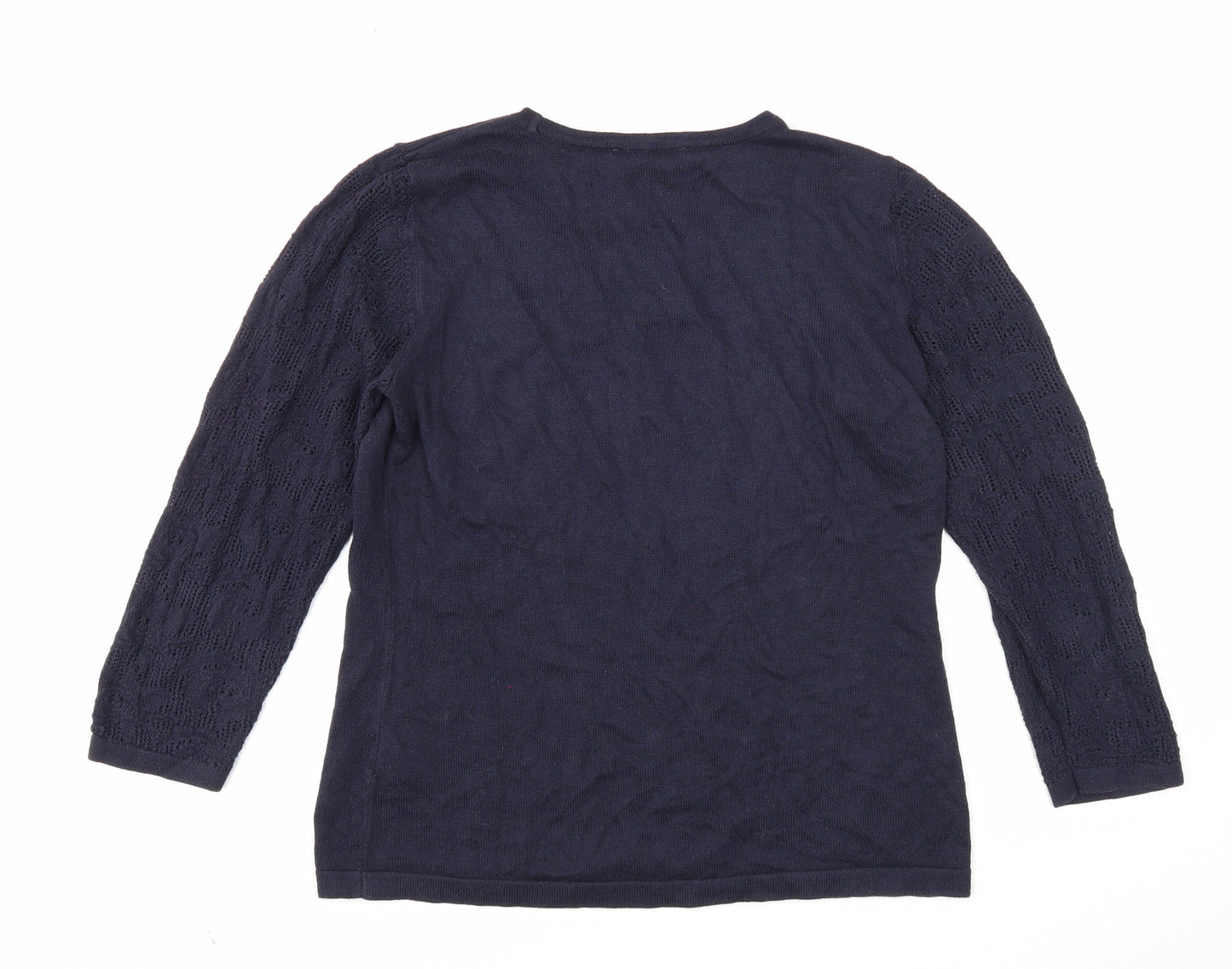 Per Una Womens Blue Round Neck Acrylic Pullover Jumper Size 10