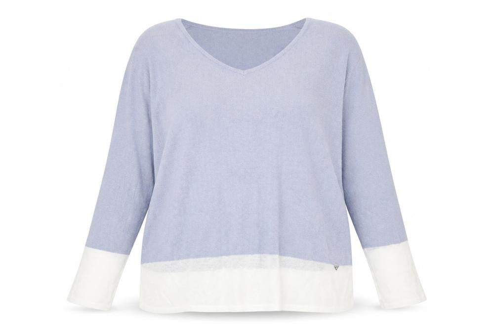 Pure Womens Blue V-Neck Cotton Pullover Jumper Size 18