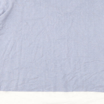 Pure Womens Blue V-Neck Cotton Pullover Jumper Size 18