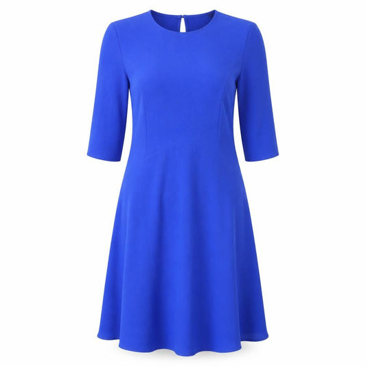 Atmosphere Womens Blue Polyester A-Line Size 10 Round Neck Button