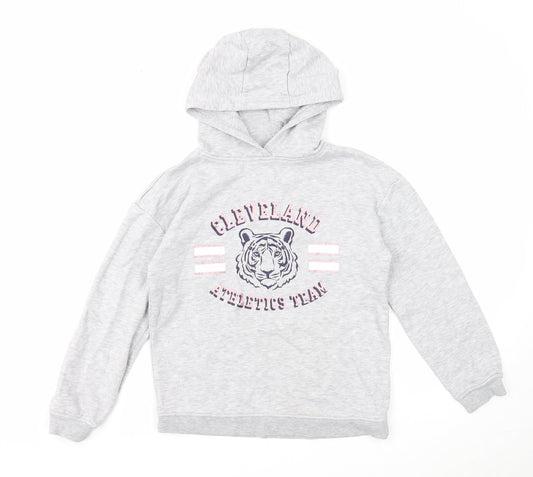Primark Girls Grey Cotton Pullover Hoodie Size 11-12 Years Pullover - Cleveland Athletics Team