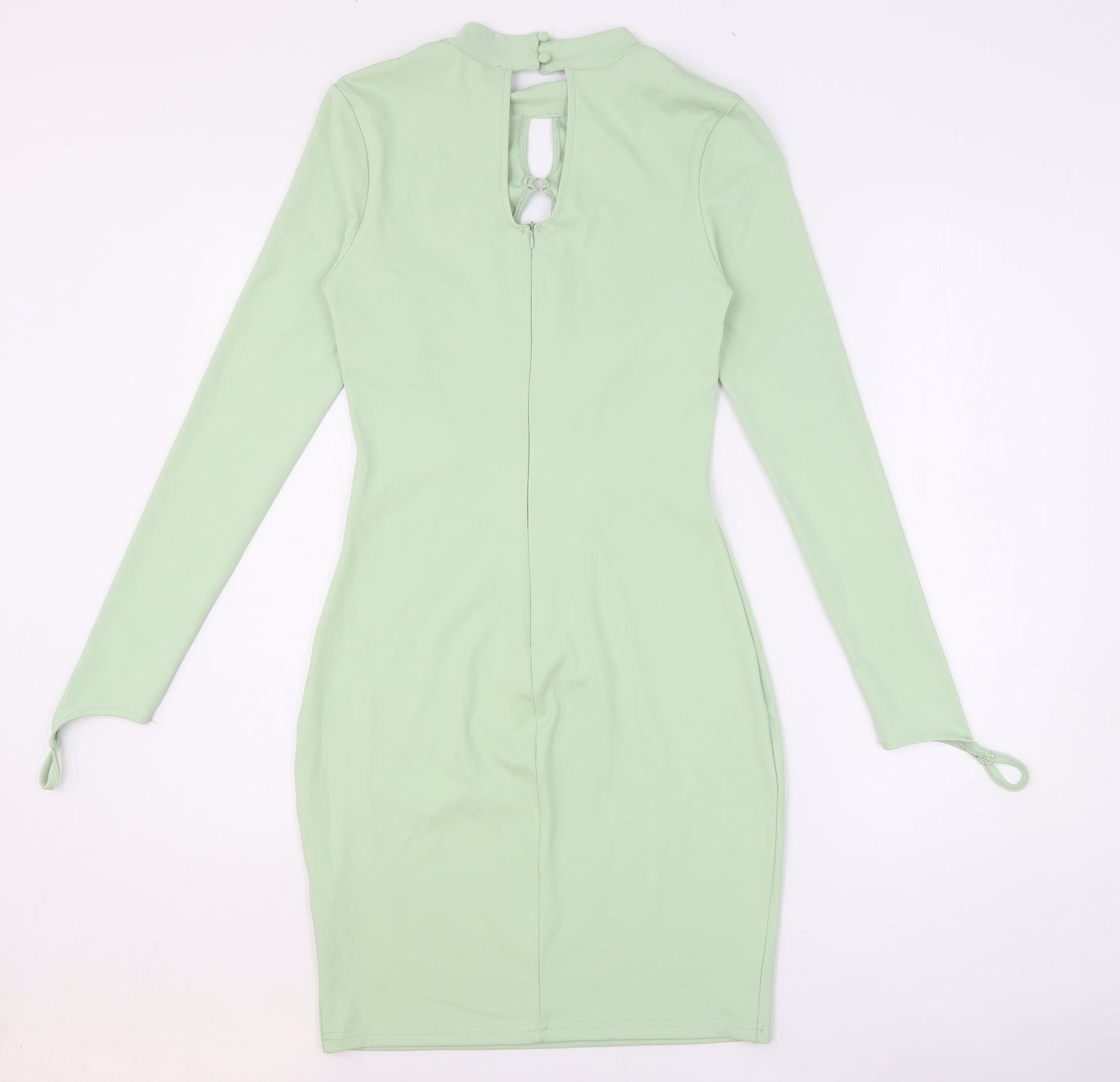 Saint Genies Womens Green Polyester Pencil Dress Size 10 Round Neck - Cut Out