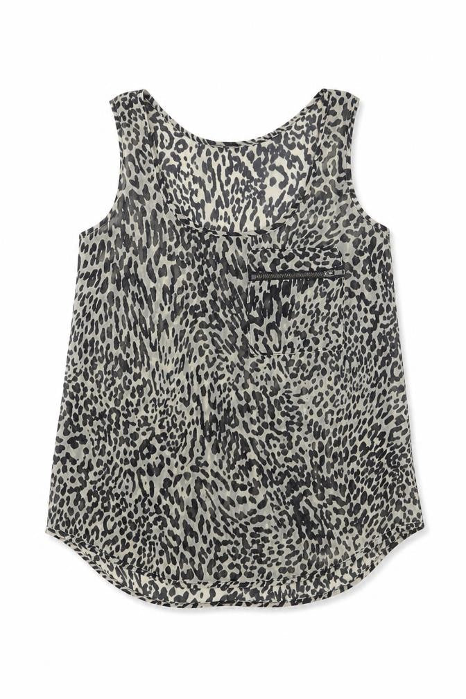 Topshop Womens Multicoloured Animal Print Polyester Basic Tank Size 4 Scoop Neck - Leopard Print